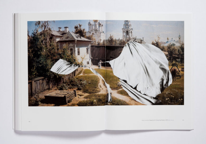 Розворот книжки Ріка Пойнора &laquo;Сергій Святченко: колажі&raquo;